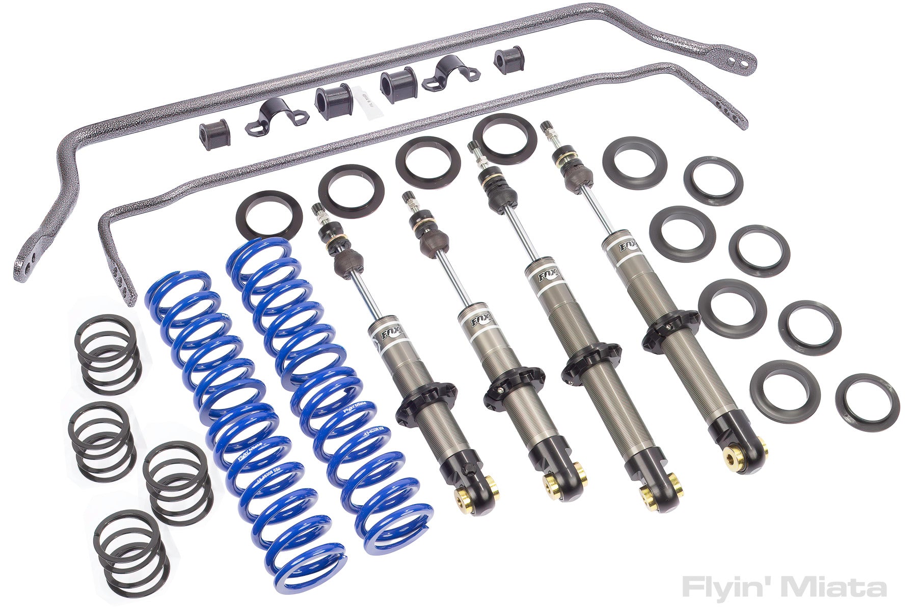 Sway bars plus our excellent FOX coilovers – Flyin' Miata