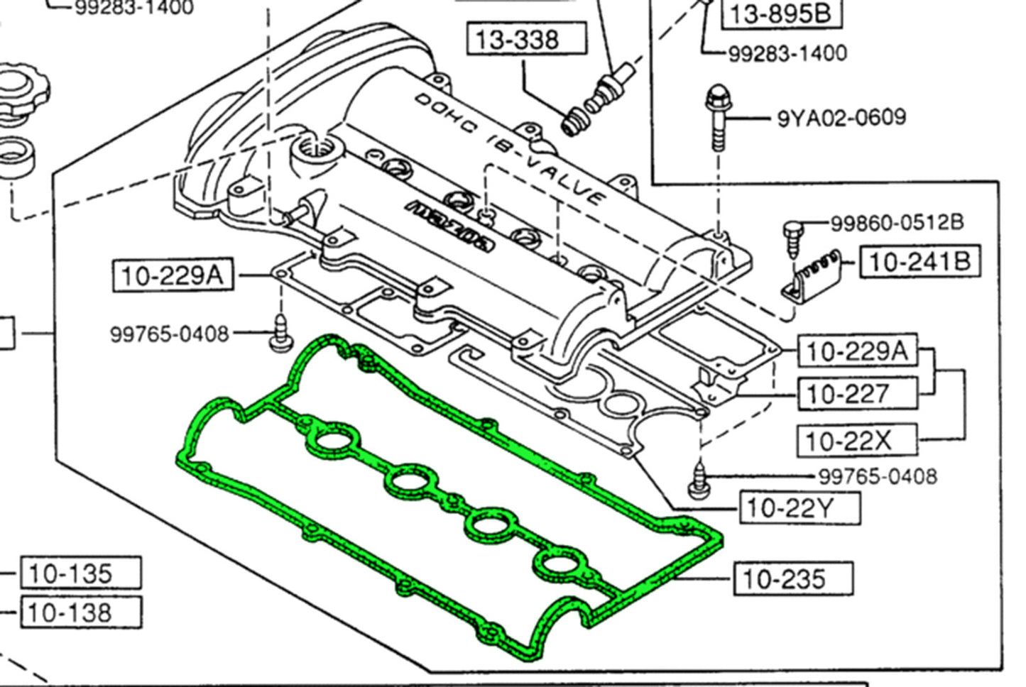 Valve cover gasket (non-VVT 1.8 engine)
