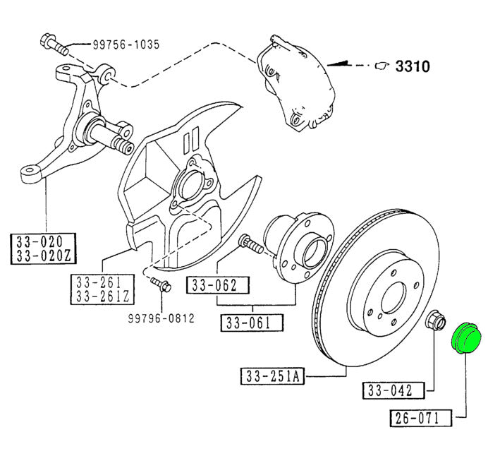 Front hub dust cover, NA/NB