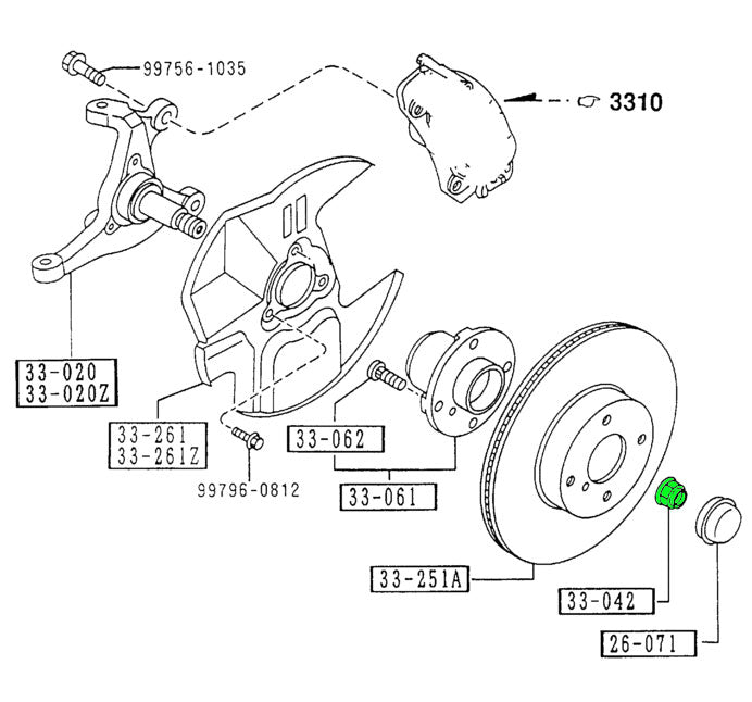 Hub nut, NA/NB Front & NA Rear