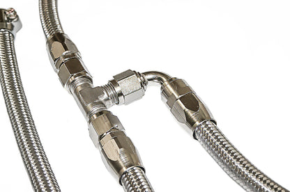 Flyin' Miata dual feed fuel rail with stainless steel feed lines for NB chassis