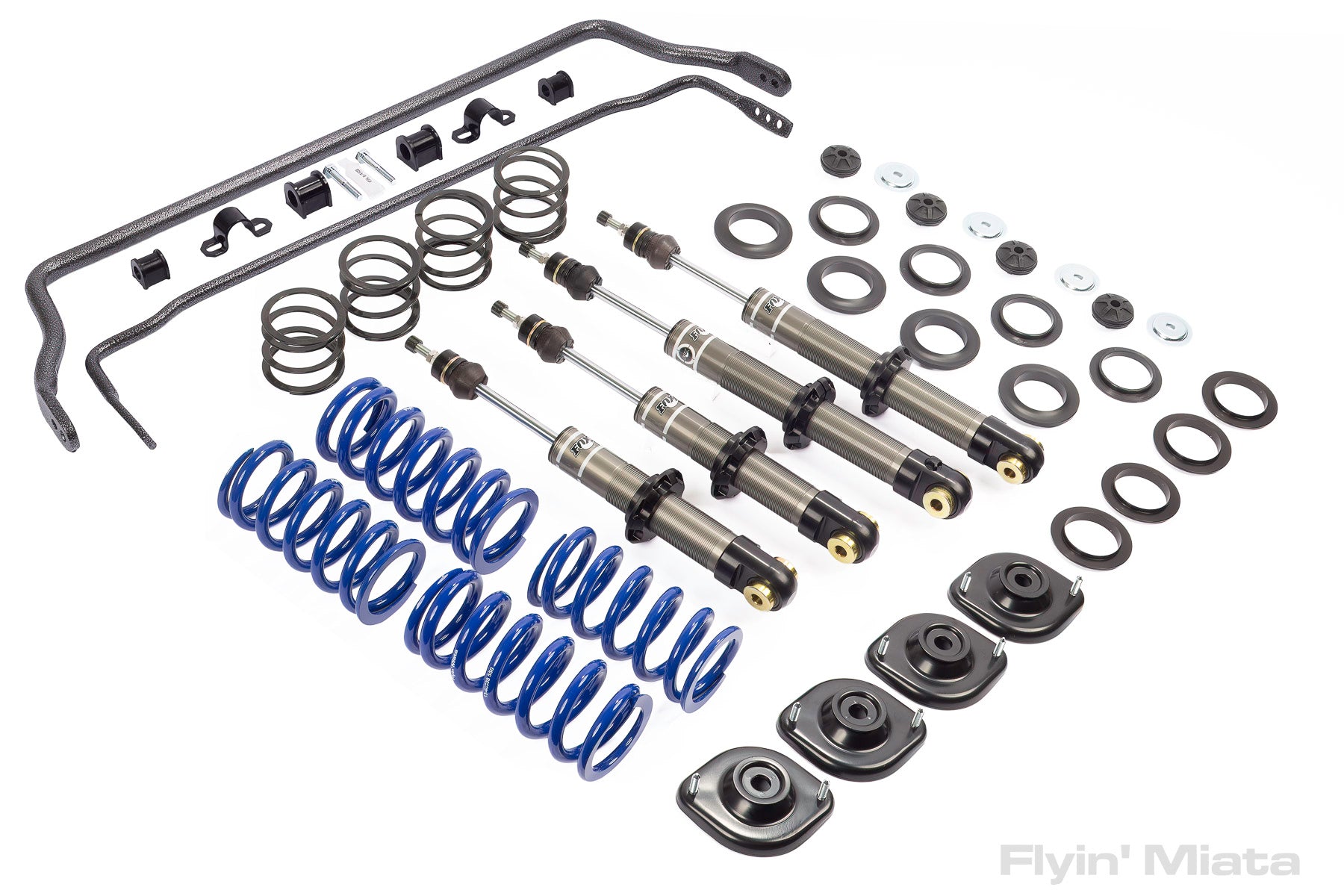 Sway bars plus our excellent FOX coilovers – Flyin' Miata