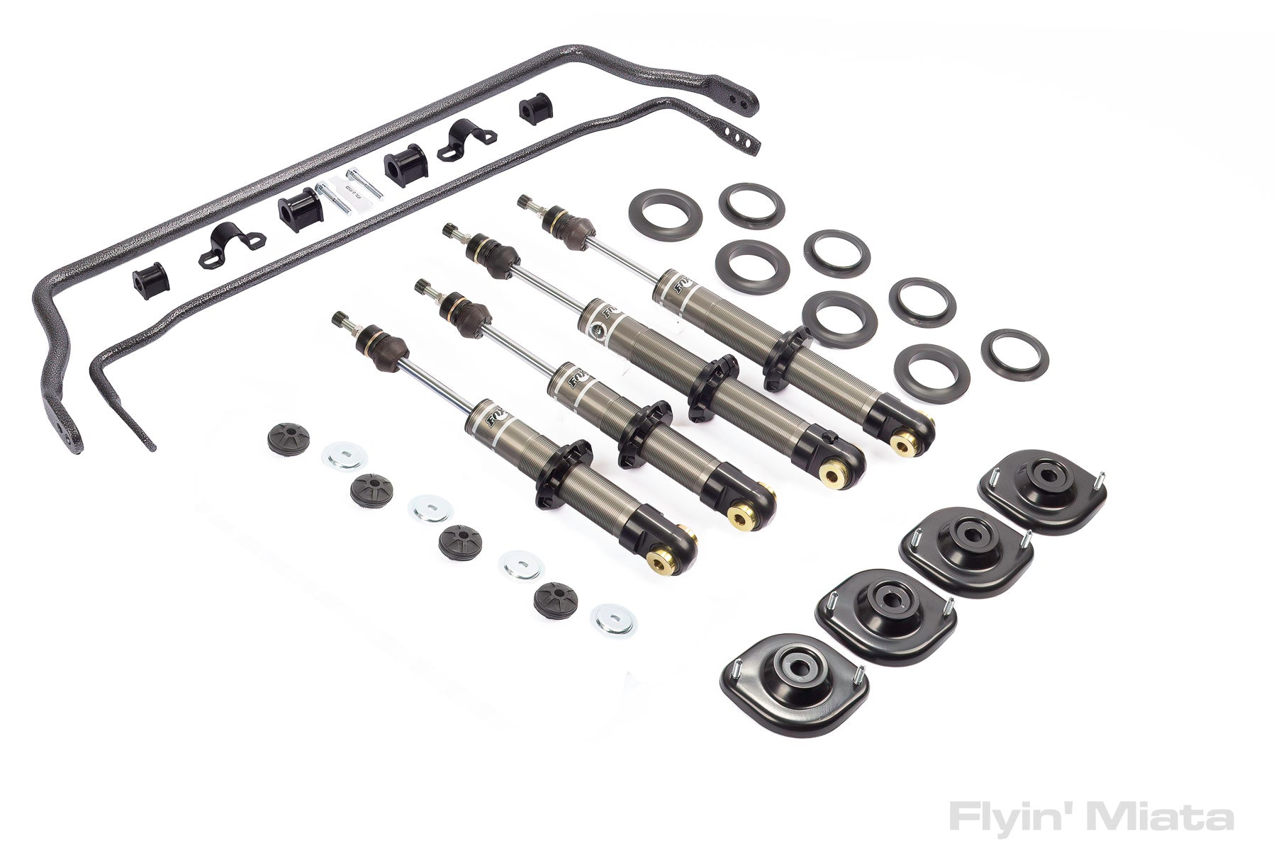 Sway bars plus our excellent FOX coilovers – Flyin' Miata