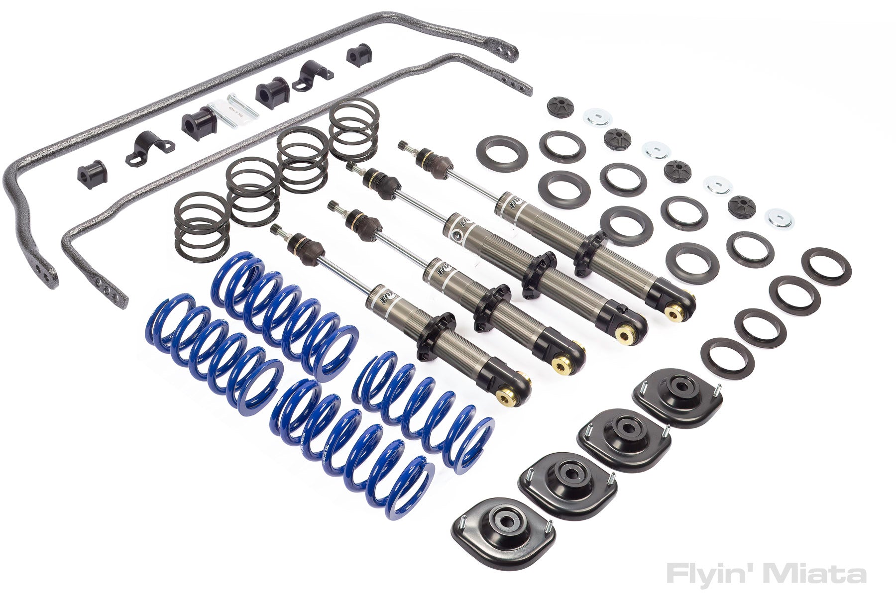 Sway bars plus our excellent FOX coilovers – Flyin' Miata
