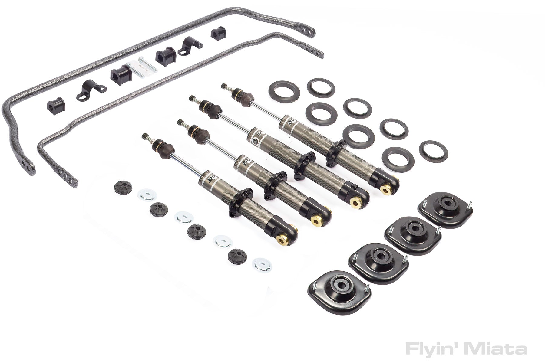 Sway bars plus our excellent FOX coilovers – Flyin' Miata