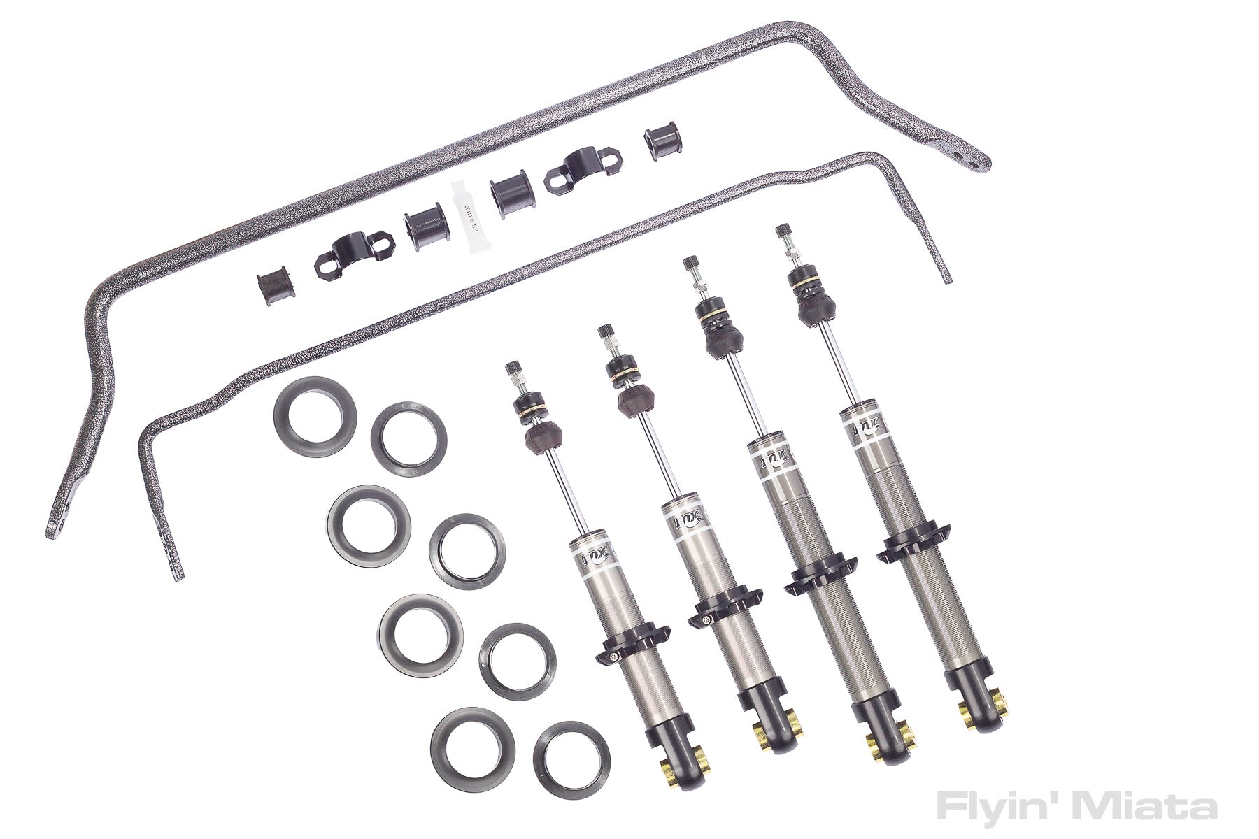 Sway bars plus our excellent FOX coilovers – Flyin' Miata