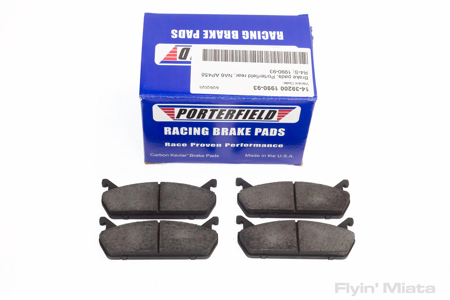 Porterfield R4S performance street brake pads, front, 1990-93 size